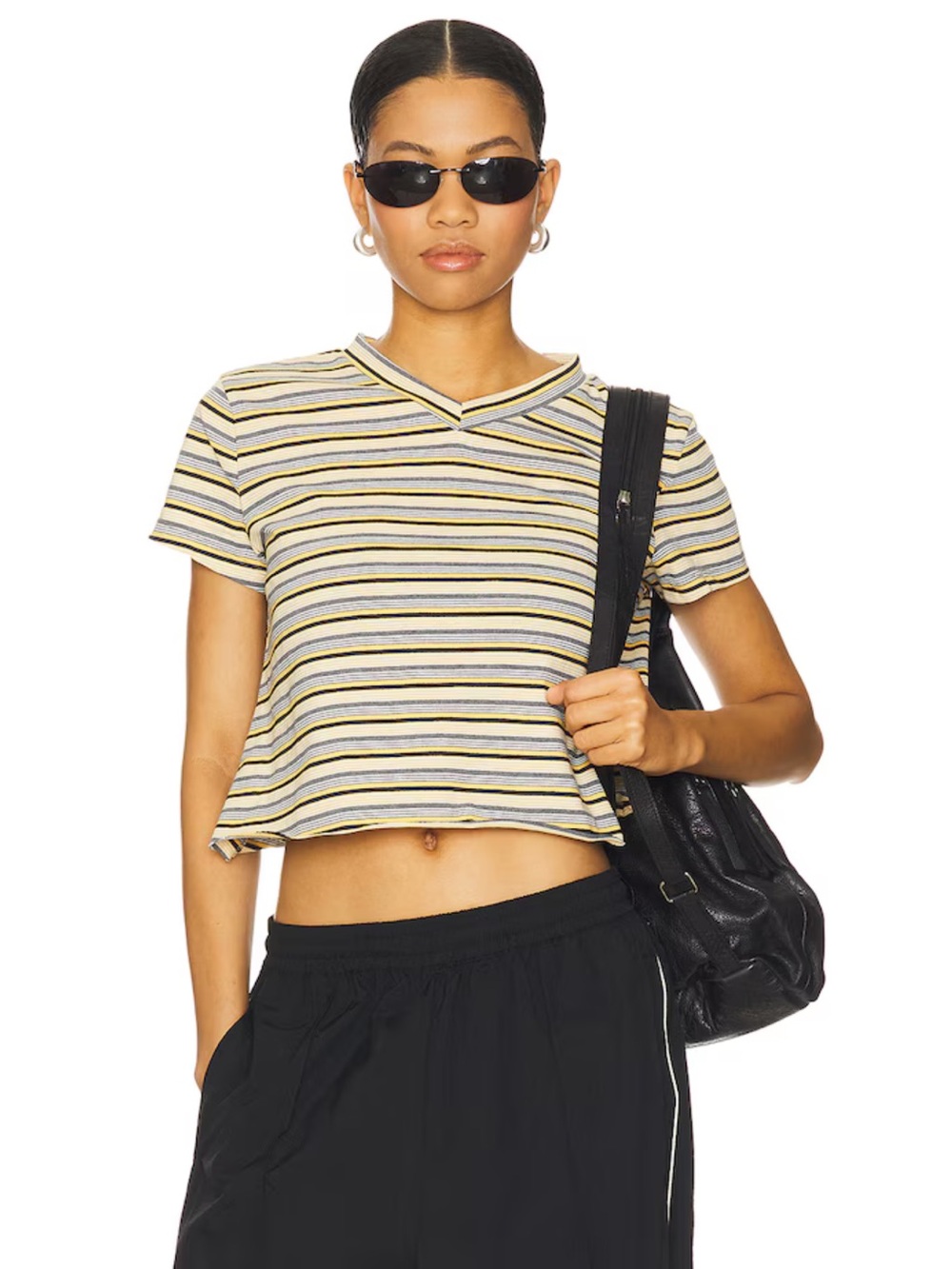 LIONESS North Light Tee in Yellow Stripe